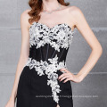 Grace Karin Hot Sale Sweetheart Neckline en mousseline de soie Split Leg Long Black Lace Robe de bal CL7519